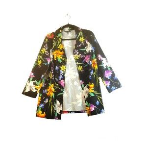 Slinky Brand Jacket Women's XL Long Sleeve Collar lightweight Black Tropical